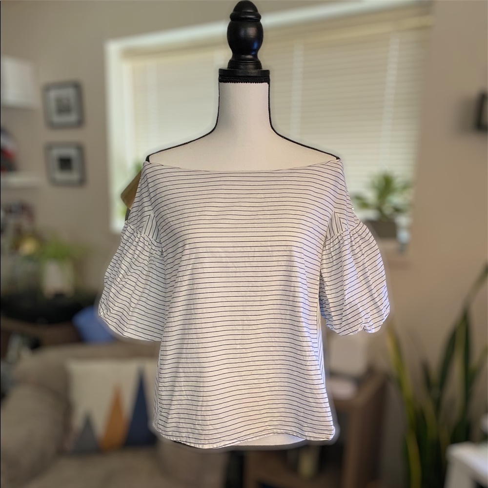 H&M Off-Shoulder Striped Blouse - Black and White